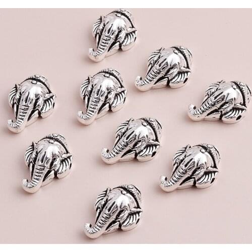 10pcs 15*20mm 2 Color Elephant Head Bead Spacer Bead Charms for Diy Beaded Bracelets Jewelry Handmade Making