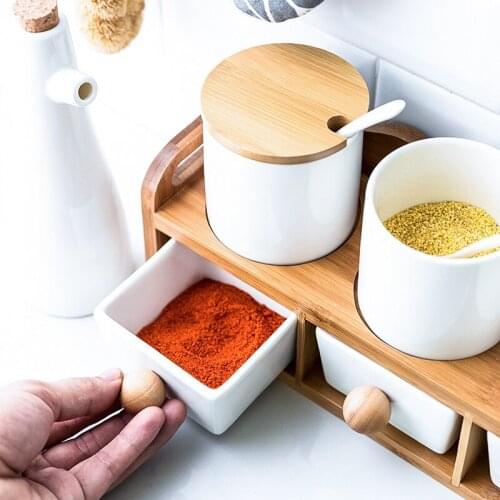 Household Goods Kitchen Seasoning Bottle Tool Ceramic Set Salt Box Tableware Simple Creative Accessories