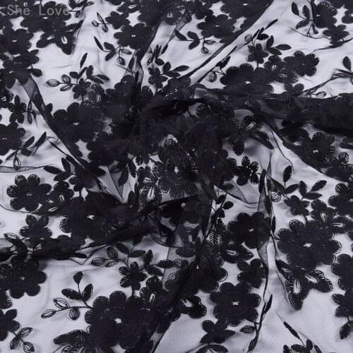 Chzimade 1 Yard French Lace Fabric Embroidery Flower For Wedding Bridal Dress Embroidered DIY Craft