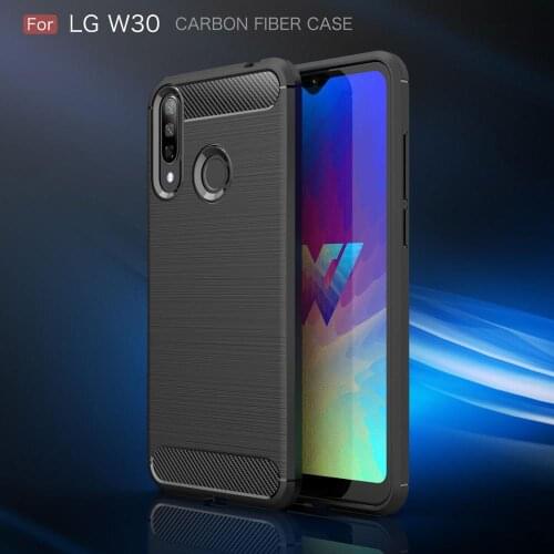 For LG W30 Case Silicon Case for LG W30 W10 Cover Soft TPU Carbon Fiber Brushed Mobile Phone Funda Coque Etui Accessory