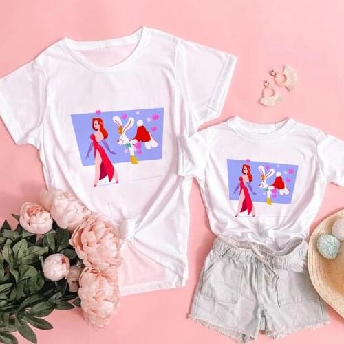 Mama And Daughter Alice In Wonderland Print T-Shirt Family Matching Family Look Mother Clothes Mommy And Me Baby Tshirt Clothes