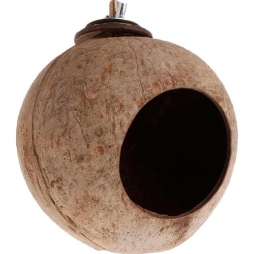 Parrot Nest Natural Coconut Shell House Cage Feeder Parakeet Birds Squirrel Hamster Toys Pet Breed Decoration Supplies Pendant