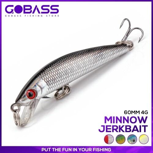 GOBASS Black Minnow Lure For Bass Fishing Tackle Bait Artificial 6cm 4g Crankbait Fishing Goods Rattlins Wobblers For Pike Perch