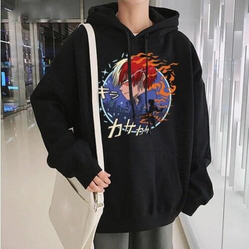 My Hero Academia Todoroki Shoto Printing Anime Hoodies Streetwear Men Oversized Sweatshirt Pullover Daily Casual Male Hoodies