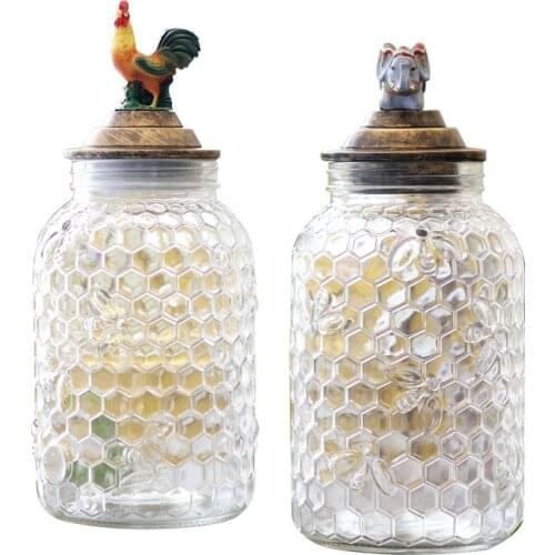 Interesting pastoral animal glass sealed storage bottles Jars Unique cock elephant glass decorative jar