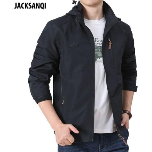 JACKSANQ Spring Mens Hiking Hooded Breathable Jackets Outdoor Removable Cap Windbreaker Climbing Trekking Fishing Coats RA463