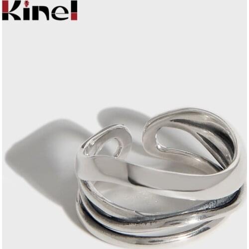 Kinel Silver 925 Jewelry Rings For Women Bohemian Adjustable Geometric Irregular Party Accessories 2021 New
