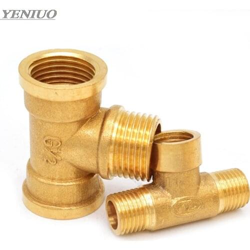 Brass Pipe fitting Male Female Thread 1/8" 1/4" 3/8" 1/2" BSP Tee Type copper Fittings water oil gas adapter
