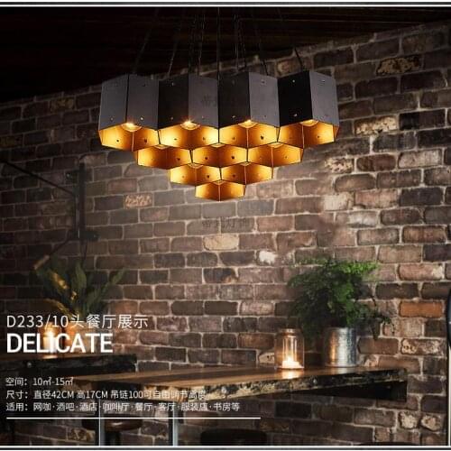 Loft Honeycomb Pendant Light Iron Retro Nostalgia Personalized Restaurant Bar Network Coffee Bar Dining Room Hanging Light