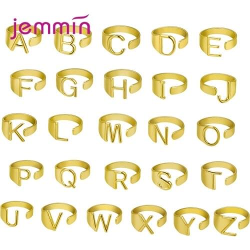 2020 New Adjustable Open Ladies Gold Color Initial Rings Jewelry Gift A-Z Letter Rings For Women Street Fine Jewelry