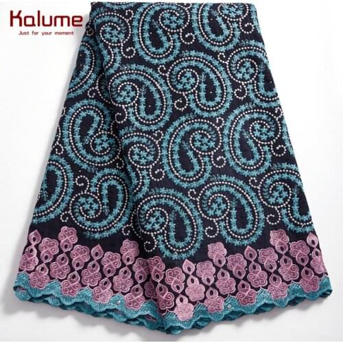 Kalume New Arrival African Lace Fabric Stones Nigerian Swiss Cotton Lace Fabric Embroidery Swiss Voile Lace In Switzerland F2335
