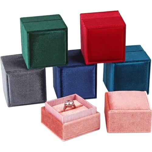 New Product Square Shape Velvet Jewelry Box Earring Pendant box Display Holder with Detachable Lid Ring Box Holder for Wedding