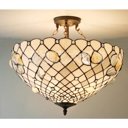 Light stained glass natural conch Garden Restaurant pendant light bedroom study cloakroom reverse hanging PENDANT lamp DF11