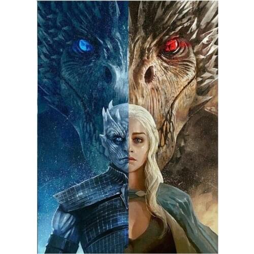 Full Square 5D Round Diamond Painting, Mosaic Diamond Embroidery Movie Series, Girl and Dragon, Rhinestone for Home Decoration