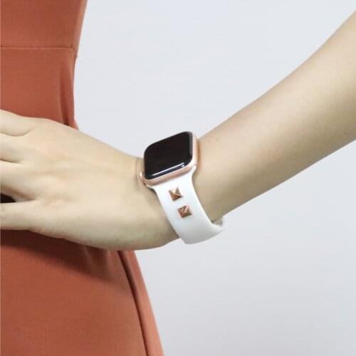 Rivets Sport strap For Apple Watch band series 6 SE 5 4 3 2 1 Silicone wristband bracelet Correa for iWatch 38mm 42mm 40mm 44mm