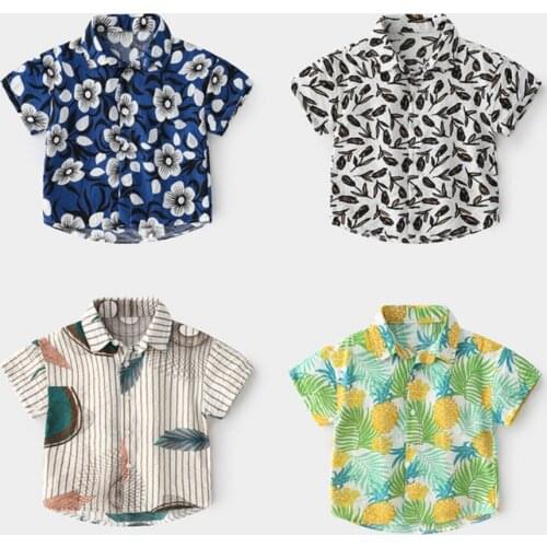 Classic Style Boy Shirts Summer Short Sleeve Children Clothing Fashion Printed Baby Boys' Shirt Kids Toddler Soft Cotton Tops
