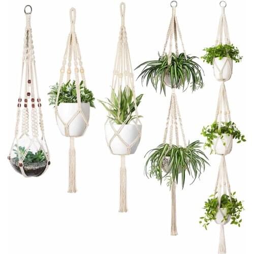 Macrame Plant Hanger Set Of 5 Indoor Wall Hanging Planter Basket Flower Pot Holder Boho Home Decor