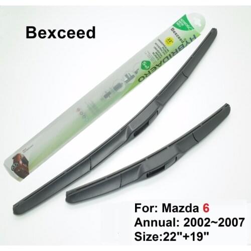 Wiper Blade for Mazda 6/Wagon Bexceed of Rubber Hybrid Car 22"+19" 2002 2003 2004 2005 2006 2007