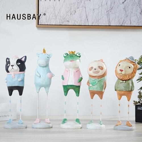 Cute Resin Animal Statues Nordic Figurines Creative Crafts Gift for Kids Living Room TV Cabinet Home Decoration Ornaments D116