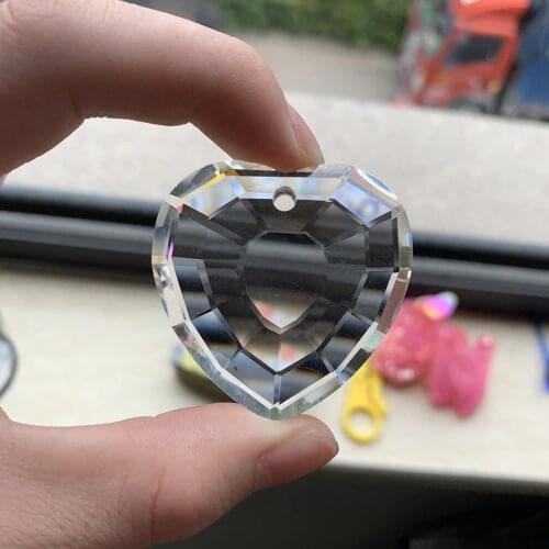45mm Love Heart Faceted Glass Crystal Chandelier Prism Lamp Part Charm Pendant 1.8in Suncatcher Hanging DIY