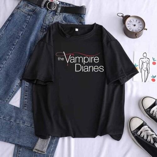 Street top trend Print the Vampire diaries Shirt WomenT-Shirt Plus Size Casual Female Tops 90s Sexy Mujer Loose Cotton Clothes