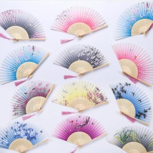 1 pcs Ancient Chinese Hanfu Fan Womens Tassel Folding Fan Performance Dance Prop Decor Women Girl Christmas Gift
