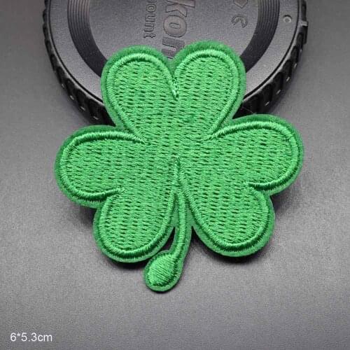 Green Leaf Clover Iron On Embroidered Clothes Patches For Clothing Lucky Irish Shamrock