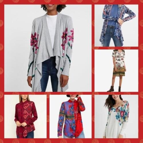 Spanish Desigual Womens Fashion Shirt Printed Embroidery Patchwork Womens Fashion Breathable Cardigan Shirt