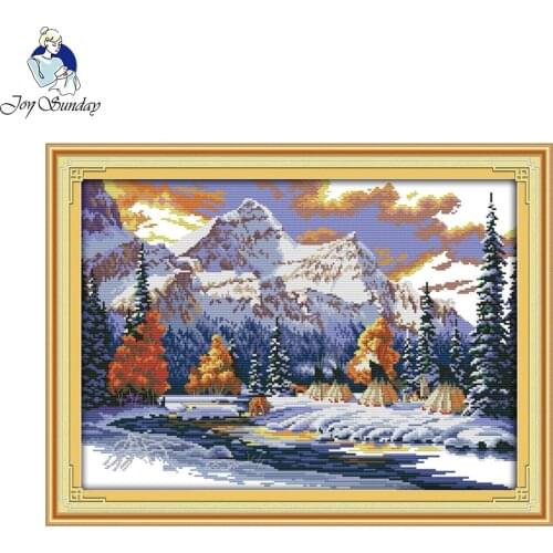Joy Sunday The Snow of Winter Patterns Needlework Crafts Cross Stitch Embroidery Kits Cross-Stitch for Handcrafts Home Ornament