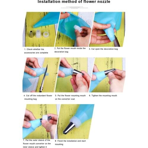 10Pcs Cake Decorating Tool with EVA Piping Bag Stainless Steel Cake Decorating DIY Accessory