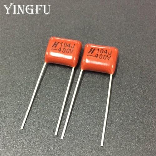 100pcs CBB capacitor 104 400V 104J 0.1uF 100nF P10 CL21 Metallized Polypropylene Film Capacitor