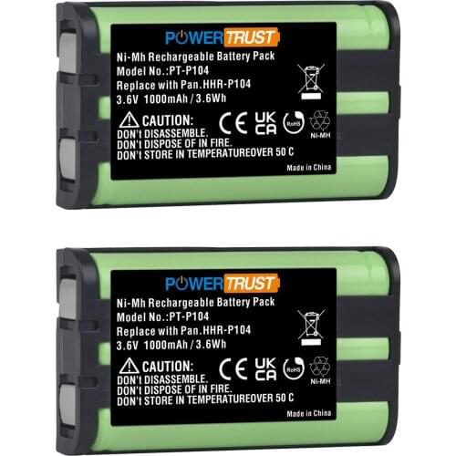 2X HHR-P104 Battery Replacement for Panasonic HHR-P104A KX-FG6550 KX-FPG391 KX-TG2302 KX-TG230 KX-TG2312 KX-TG2355W KX-TG2356