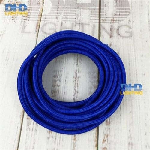 25meters dark blue color 2 core 0.75mm2 Textile Electrical Wire Vintage Lamp Cord fabric round Wire