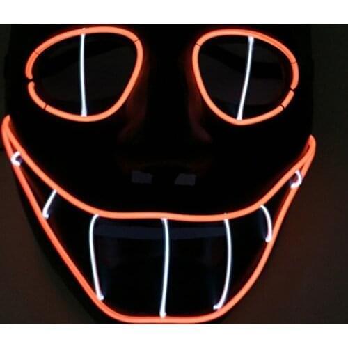 Halloween EL Wire Mask Cosplay Costume Accessories Creepy Smiling Face Light Up LED Mask Glow In Dark Party Mascara