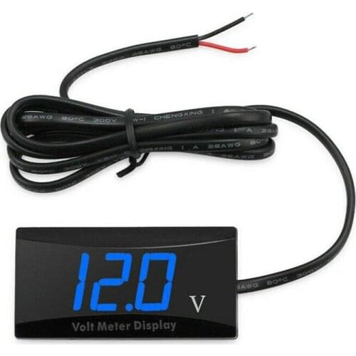 12 V Car LED Digital Display Voltmeter Motorcycle Voltage Gauge Meter Panel Waterproof Warning Lights Auto Replacement Parts
