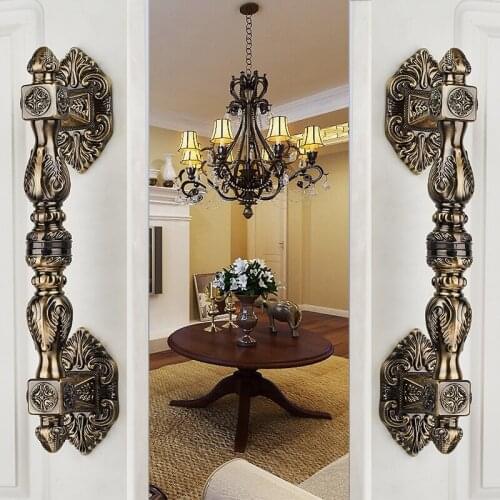 Free Shipping 2PCS KTV bronze European palace wood door exquisite crave Handle glass door Villa gate Zinc alloy solid Pull 235mm