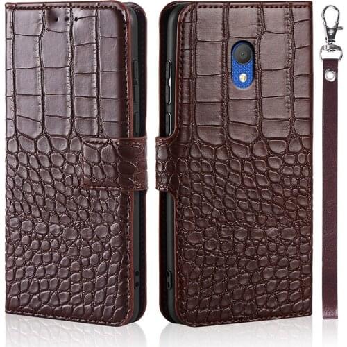 For Alcatel 1C 2019 case Flip Crocodile texture Leather Phone Card Holder Stand Cover For Alcatel 1C 2019 Case Wallet Coque