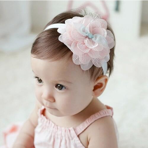 1PCS Children New Korean Girls Hair Accessories Baby Elastic Lace Flowers Headbands Newborn Infant Hair Bands Kids Headwear