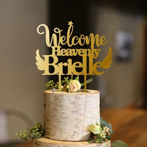 Custom Welcome Baby Cake Topper, Baby Shower Party Decoration, Wings Cake Topper, Boy baby Shower Decor, Girl Baby Shower