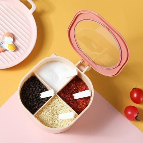 Scandinavian color Four grid seasoning box seasoning jar with lid dustproof Multi-pattern seasoning jar