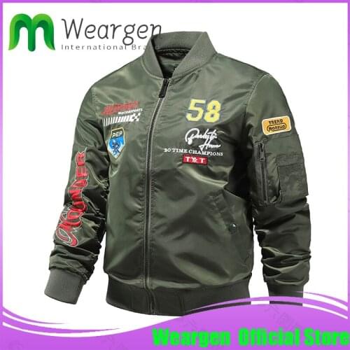 Weargen Hip Hop Jacket Men High Quality Army Black Military Motorcycle Ma-1 aviator Pilot Men Bomber Jacket Men 2217-58