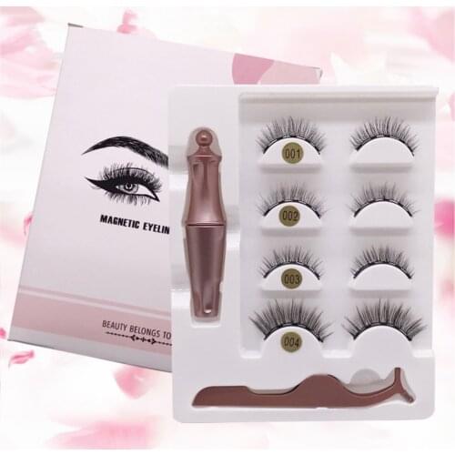 Magnet False Eyelashes four pairs Self-adhesive eyeliner set Thick magnetic Eyelashes Set Magnetic Eyeliner