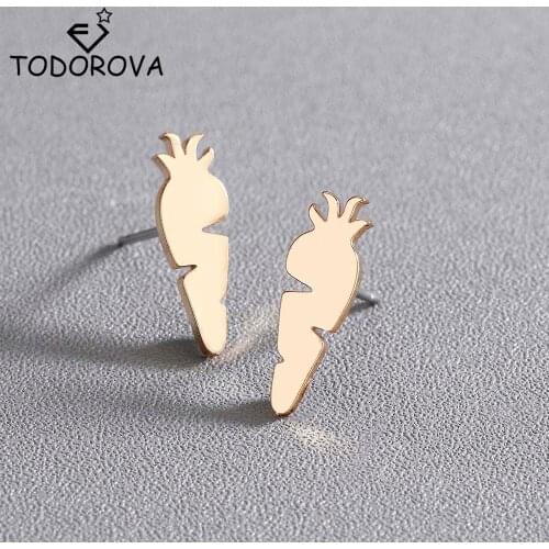 Todorova Cute Radish Carrot Stud Earrings for Women Creative Little Ear Jewelry for Child Girls Party Birthday Gift