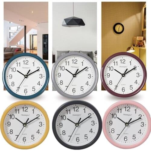 Minimalist Small Wall Clocks With Frame Transparent Plastic Candy Colors Mute 15cm Hanging Watch Clock Living Room Home Decor