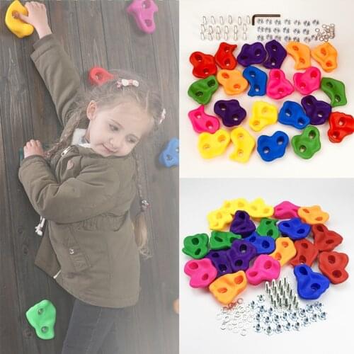 10 Pcs Plastic Rock Climbing Toy Indoor Outdoor Wall Stone Toys for Children Hand Feet Holds Grip Kits Safe Climbing Rock Set