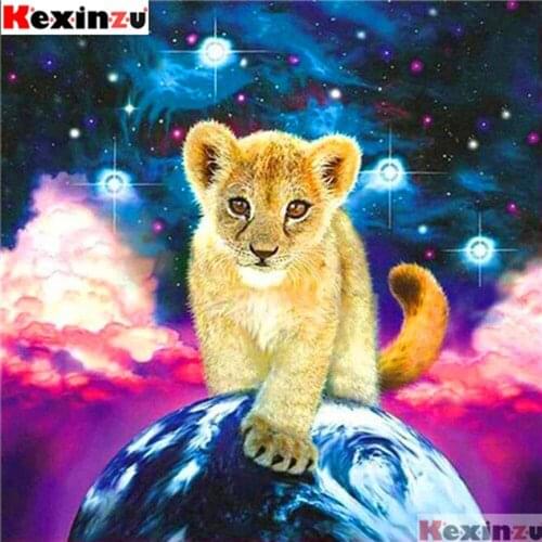 Kexinzu Full 5D DIY Square Diamond Painting"Planet lion"3D Embroidery Cross Stitch Rhinestone Mosaic Home Decor Gift XY443