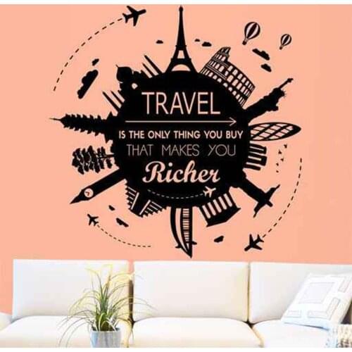 Wall Decals Travel Round The World Sticker Large World Map Wall Stickers Cartoon Map Home Decor for Kids Room Vinyl DIY B2-002