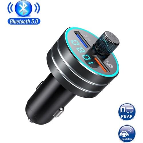 New Car Bluetooth 5.0 FM Transmitter Wireless Handsfree Audio Receiver Auto MP3 Player QC3.0/1A Dual USB Fast Charger