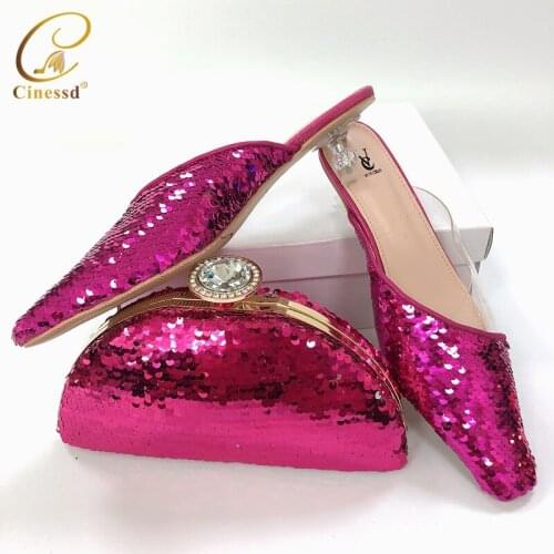 Latest Design Nigerian Women Wedding Shoes and Bag Set High Heels Women Pumps Italian Shoes with Matching Bags High Quality