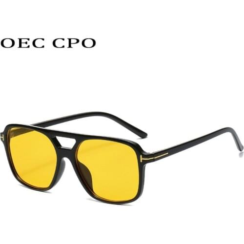 OEC CPO New Fashion Square Sunglasses Unique Yellow Color Glasses Female Outdoor Ocean Blue Green Party Eyewear UV400 Oculos